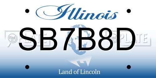 SB7B8D Illinois License Plate