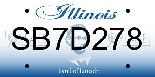 SB7D278 Illinois License Plate