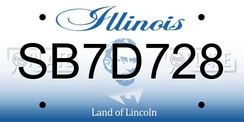 SB7D728 Illinois License Plate