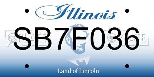 SB7F036 Illinois License Plate