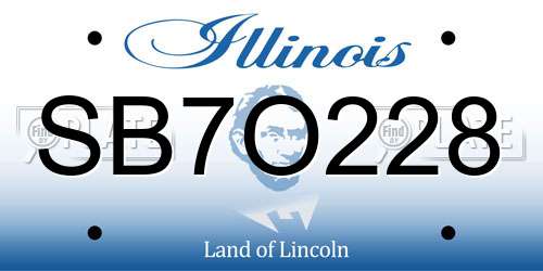 SB7O228 Illinois License Plate