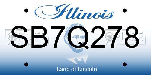 SB7Q278 Illinois License Plate