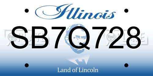 SB7Q728 Illinois License Plate