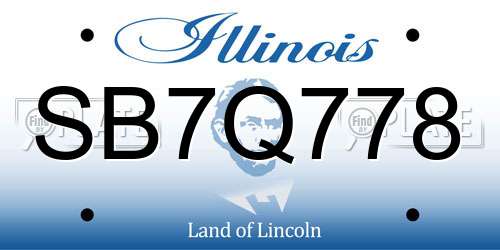 SB7Q778 Illinois License Plate