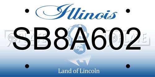 SB8A602 Illinois License Plate