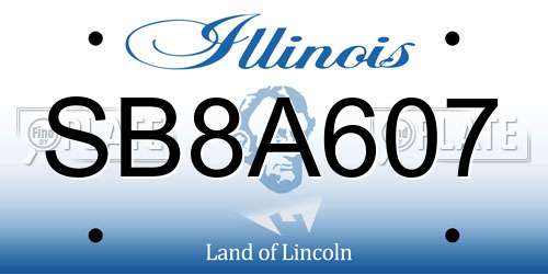 SB8A607 Illinois License Plate