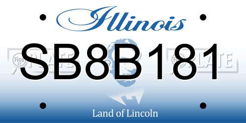 SB8B181 Illinois License Plate