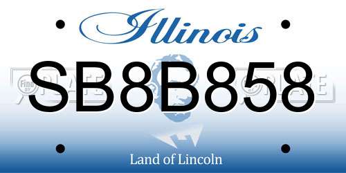 SB8B858 Illinois License Plate