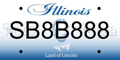 SB8B888 Illinois License Plate