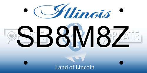 SB8M8Z Illinois License Plate