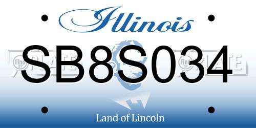 SB8S034 Illinois License Plate