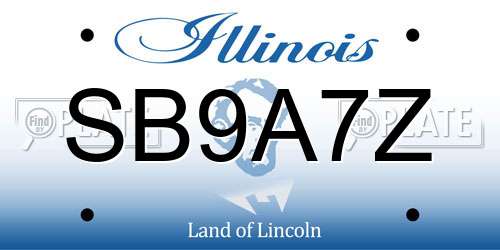 SB9A7Z Illinois License Plate