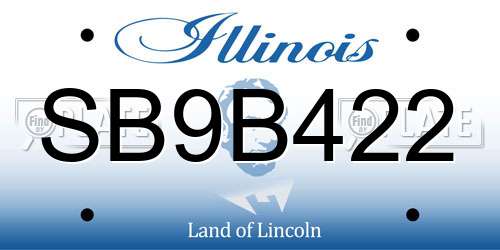 SB9B422 Illinois License Plate