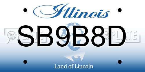 SB9B8D Illinois License Plate