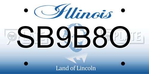 SB9B8O Illinois License Plate