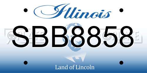 SBB8858 Illinois License Plate
