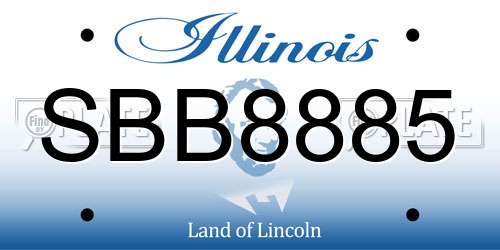 SBB8885 Illinois License Plate
