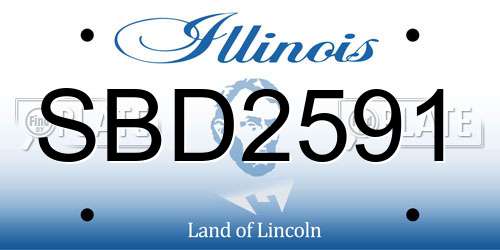 SBD2591 Illinois License Plate