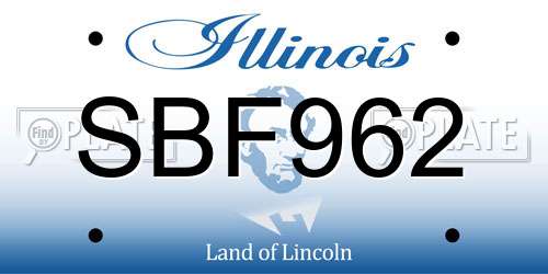 SBF962 Illinois License Plate