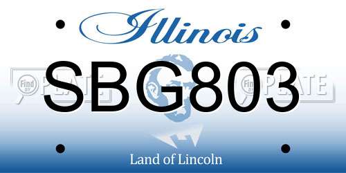 SBG803 Illinois License Plate