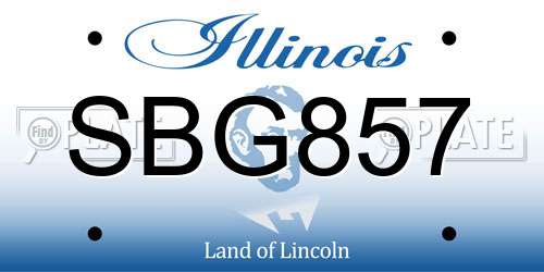 SBG857 Illinois License Plate