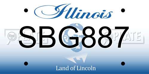 SBG887 Illinois License Plate