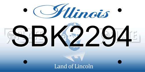SBK2294 Illinois License Plate