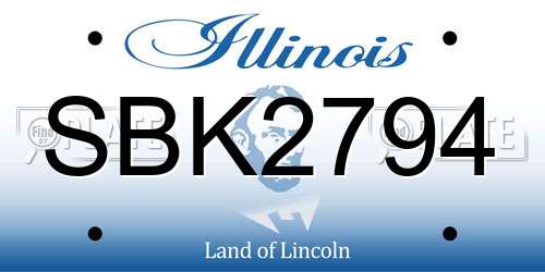 SBK2794 Illinois License Plate