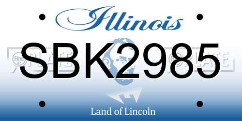 SBK2985 Illinois License Plate