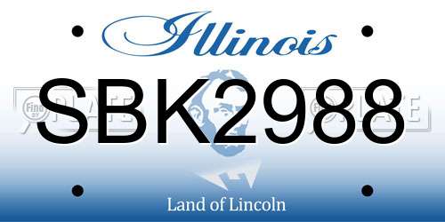 SBK2988 Illinois License Plate