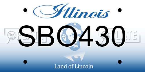 SBO430 Illinois License Plate