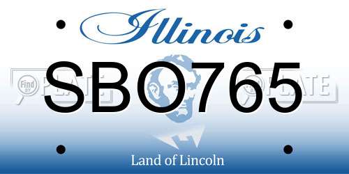 SBO765 Illinois License Plate