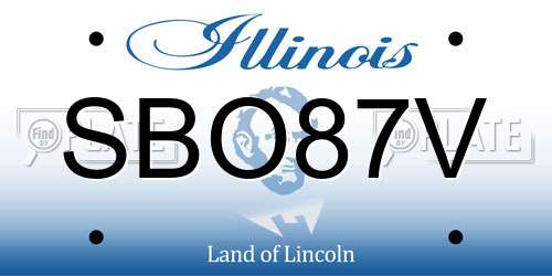 SBO87V Illinois License Plate