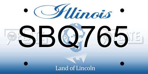SBQ765 Illinois License Plate
