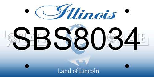 SBS8034 Illinois License Plate