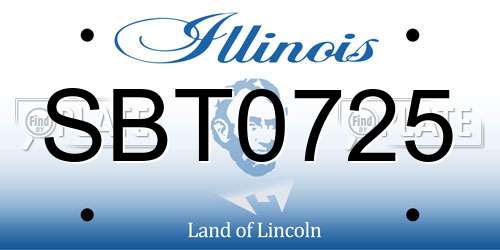 SBT0725 Illinois License Plate
