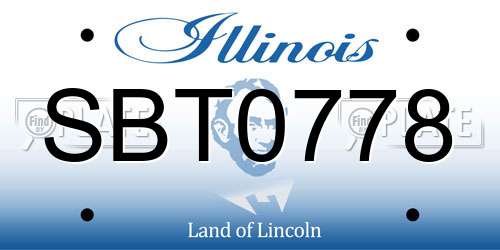 SBT0778 Illinois License Plate