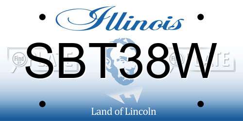 SBT38W Illinois License Plate