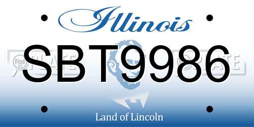 SBT9986 Illinois License Plate
