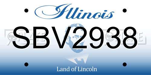 SBV2938 Illinois License Plate