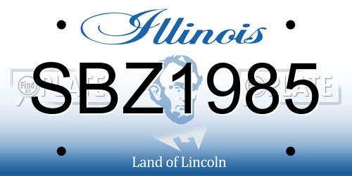 SBZ1985 Illinois License Plate