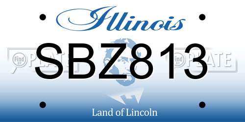 SBZ813 Illinois License Plate