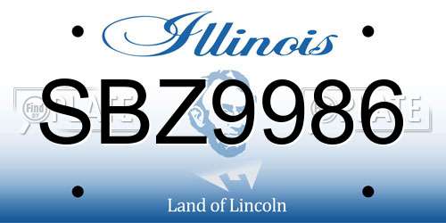 SBZ9986 Illinois License Plate