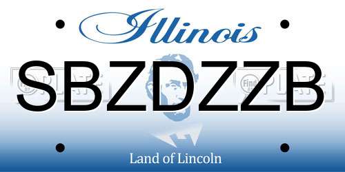 SBZDZZB Illinois License Plate