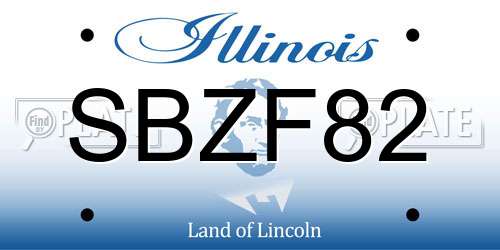 SBZF82 Illinois License Plate