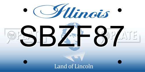 SBZF87 Illinois License Plate