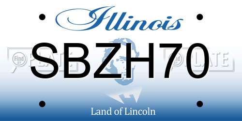 SBZH70 Illinois License Plate