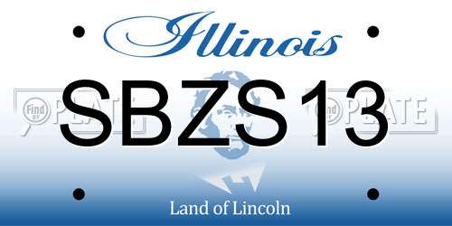 SBZS13 Illinois License Plate
