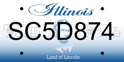 SC5D874 Illinois License Plate