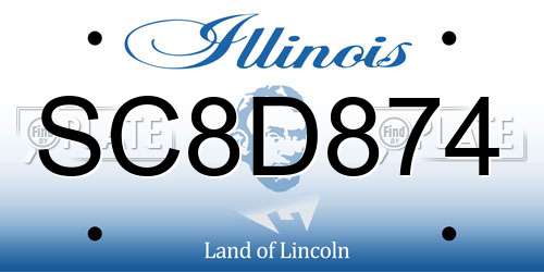 SC8D874 Illinois License Plate